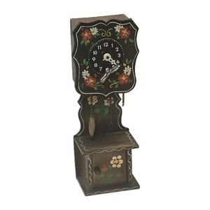 Miniature Grandfather Clock Wooden Vintage Decor 7.5" Display Only Non Working